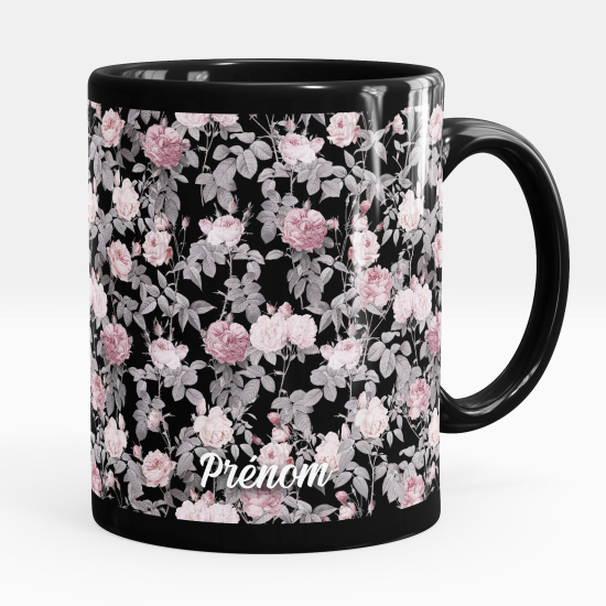 Tazza / Mug personalizzata Nero integrale - Fiori