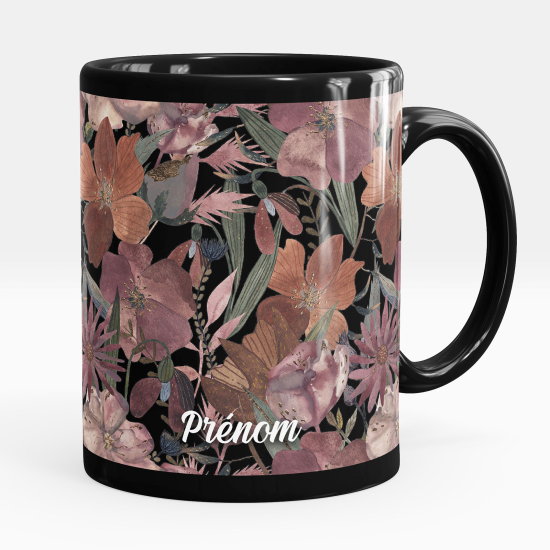 Tazza / Mug personalizzata Nero integrale - Fiori