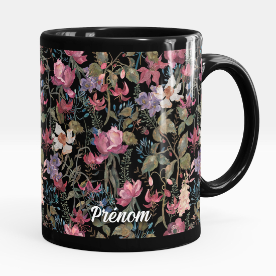 Tazza / Mug personalizzata Nero integrale - Fiori