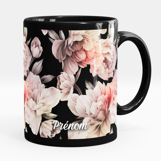 Tazza / Mug personalizzata Nero integrale - Fiori