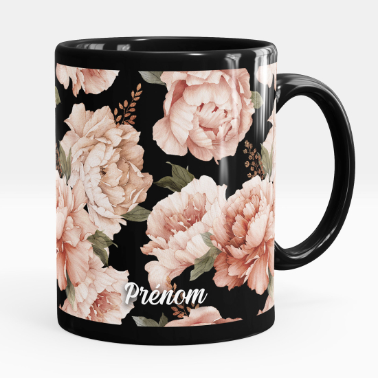 Tazza / Mug personalizzata Nero integrale - Fiori