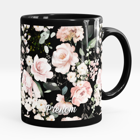 Tazza / Mug personalizzata Nero integrale - Fiori