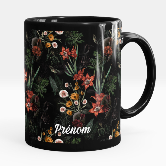 Tazza / Mug personalizzata Nero integrale - Fiori