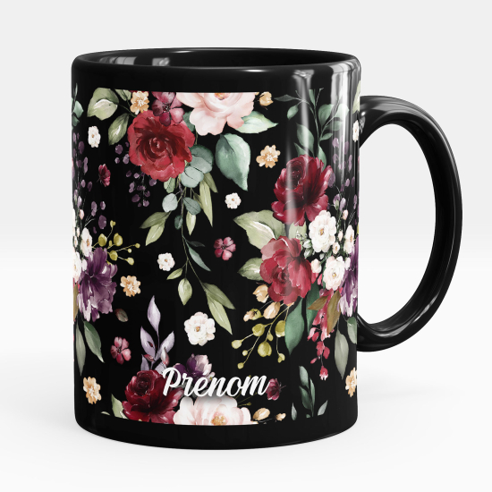 Tazza / Mug personalizzata Nero integrale - Fiori