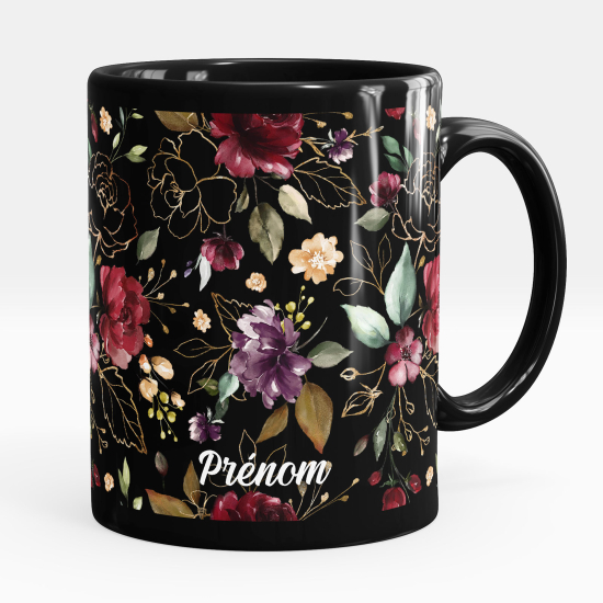 Tazza / Mug personalizzata Nero integrale - Fiori