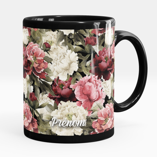 Tazza / Mug personalizzata Nero integrale - Fiori
