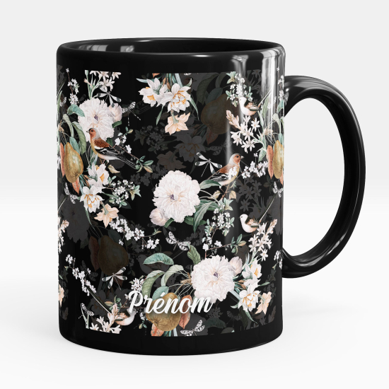 Tazza / Mug personalizzata Nero integrale - Fiori