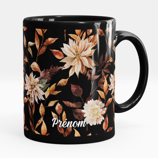 Tazza / Mug personalizzata Nero integrale - Fiori
