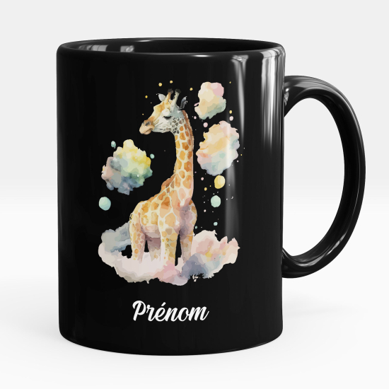 Tazza / Mug personalizzata Nero integrale - Giraffa nuvola