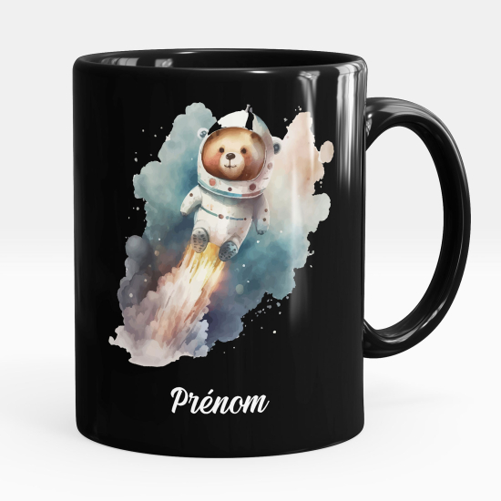 Tazza / Mug personalizzata Nero integrale - Orsetto astronauta