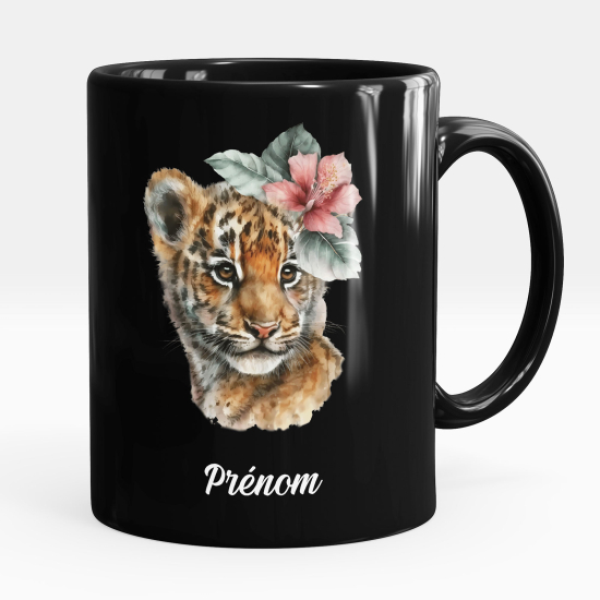 Tazza / Mug personalizzata Nero integrale - Tigre bambino