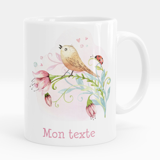 Tazza / Mug personalizzata - Uccello fiori
