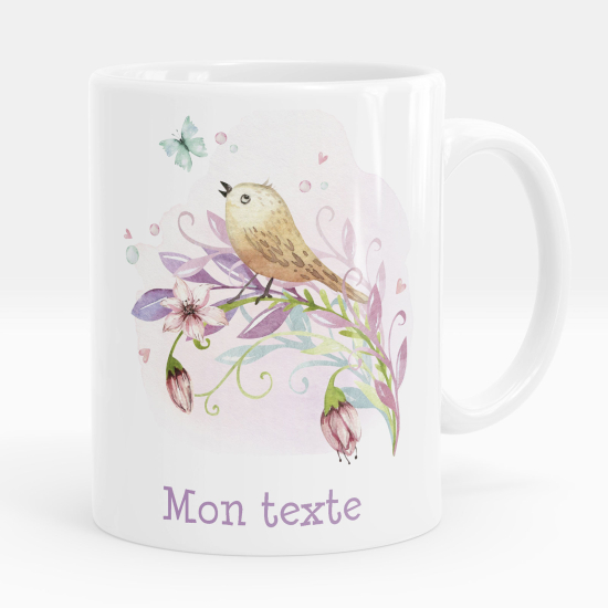 Tazza / Mug personalizzata - Uccello fiori