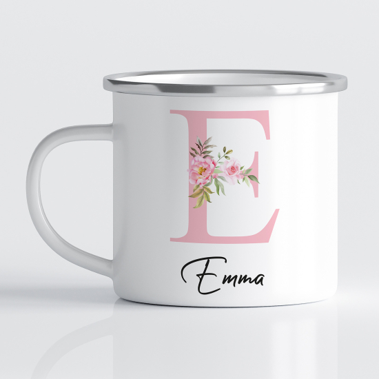 tazza smaltata monogram personalizzata - Lettera E