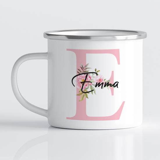 tazza smaltata monogram personalizzata - Lettera E