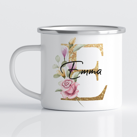 tazza smaltata monogram personalizzata - Lettera E