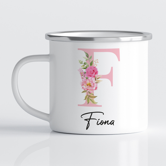 tazza smaltata monogram personalizzata - Lettera F