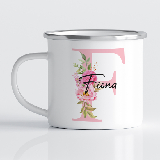 tazza smaltata monogram personalizzata - Lettera F