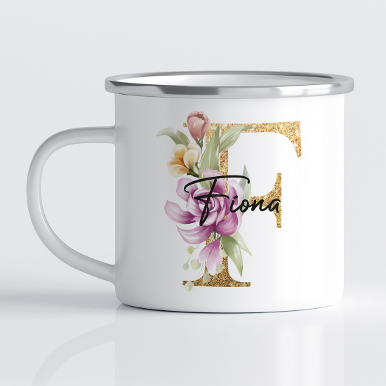 tazza smaltata monogram personalizzata - Lettera F