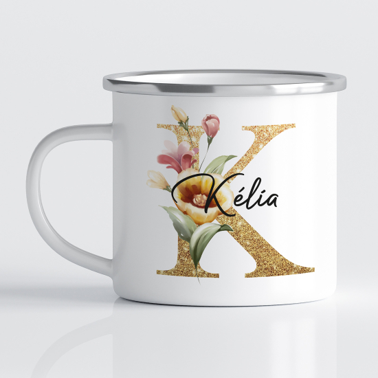 tazza smaltata monogram personalizzata - Lettera K