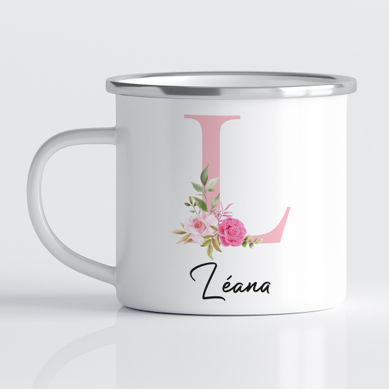 tazza smaltata monogram personalizzata - Lettera L