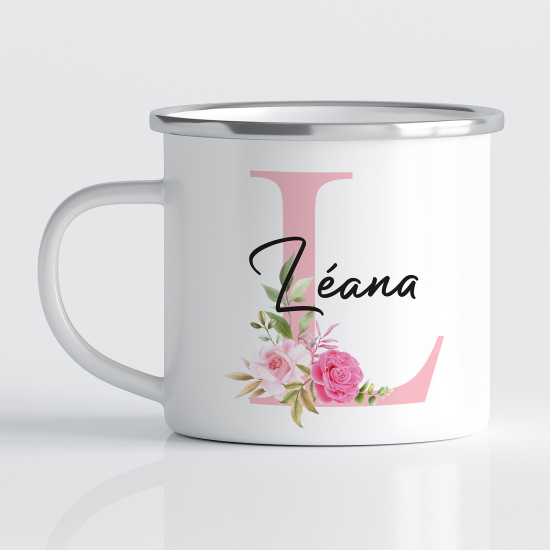 tazza smaltata monogram personalizzata - Lettera L