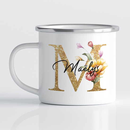 tazza smaltata monogram personalizzata - Lettera M