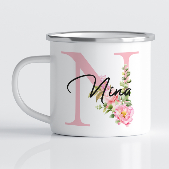 tazza smaltata monogram personalizzata - Lettera N