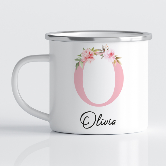 tazza smaltata monogram personalizzata - Lettera O