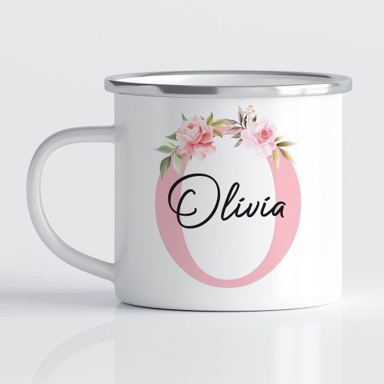 tazza smaltata monogram personalizzata - Lettera O