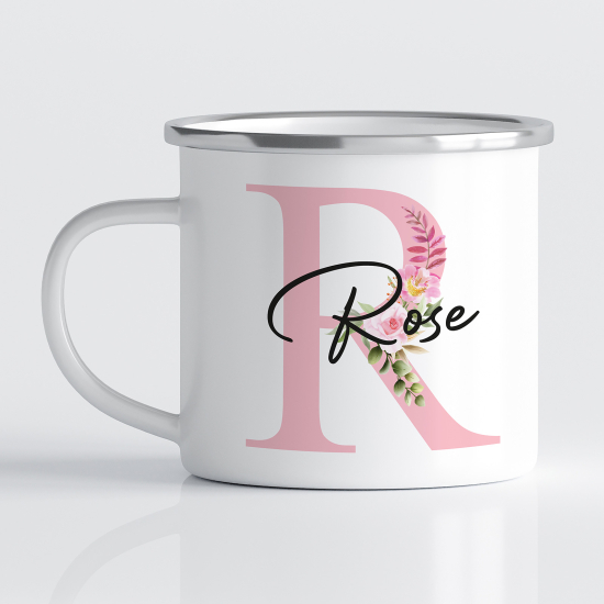 tazza smaltata monogram personalizzata - Lettera R