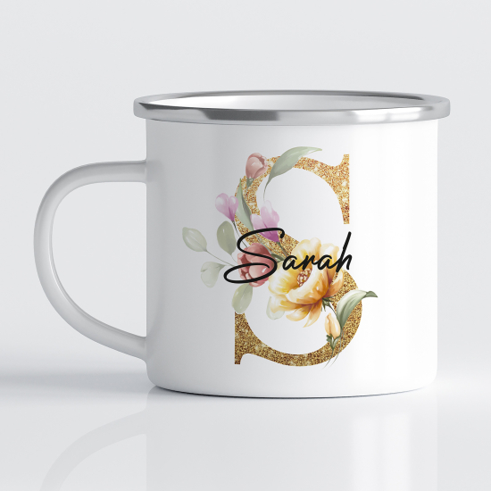 tazza smaltata monogram personalizzata - Lettera S