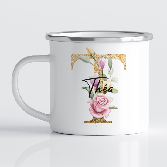 tazza smaltata monogram personalizzata - Lettera T