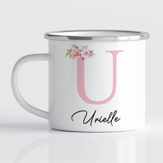 tazza smaltata monogram personalizzata - Lettera U