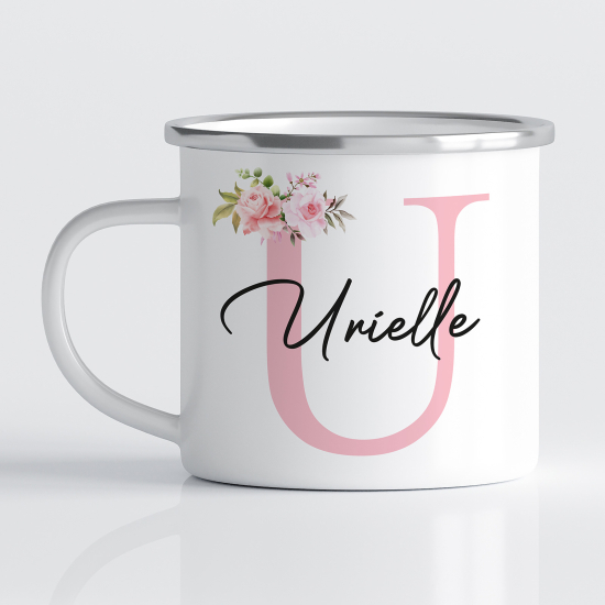 tazza smaltata monogram personalizzata - Lettera U