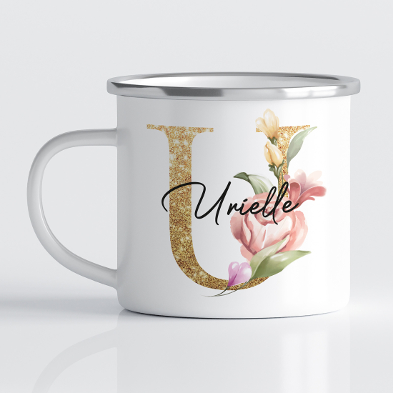 tazza smaltata monogram personalizzata - Lettera U