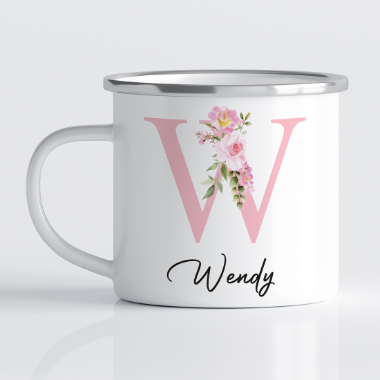 tazza smaltata monogram personalizzata - Lettera W