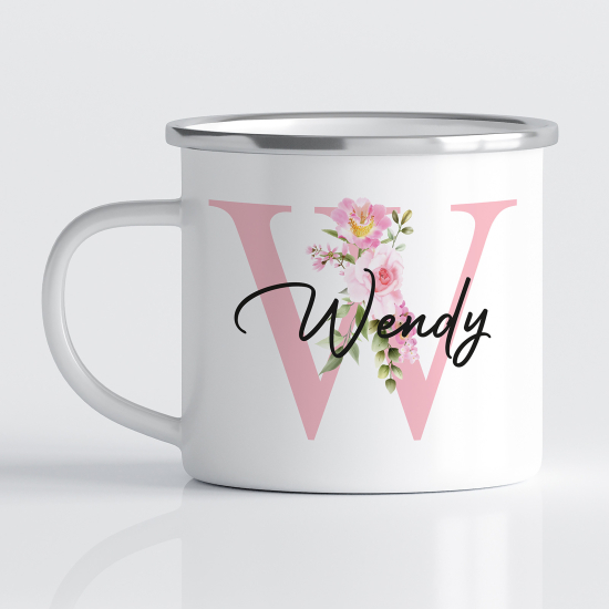tazza smaltata monogram personalizzata - Lettera W