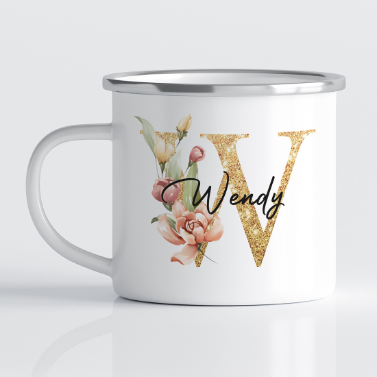 tazza smaltata monogram personalizzata - Lettera W