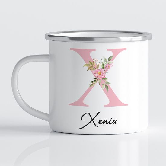 tazza smaltata monogram personalizzata - Lettera X