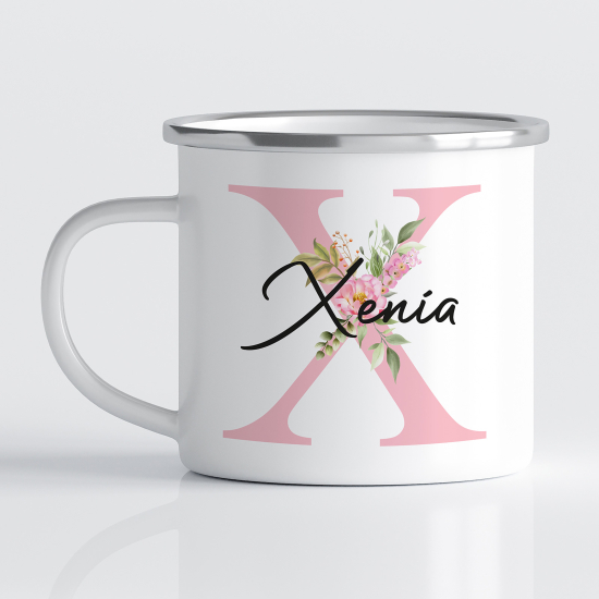 tazza smaltata monogram personalizzata - Lettera X