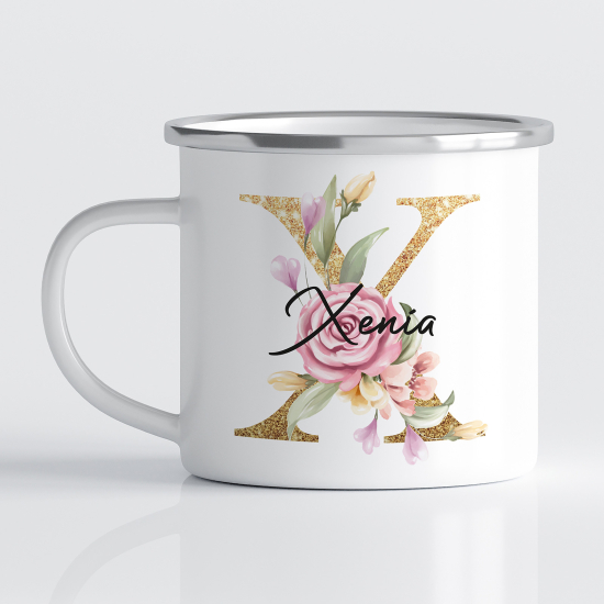 tazza smaltata monogram personalizzata - Lettera X