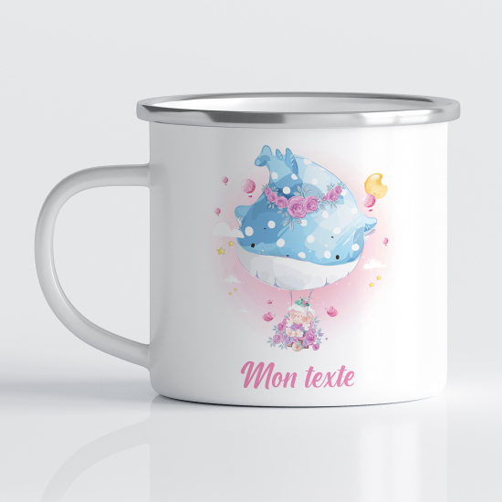 tazza smaltata personalizzata per Bambini - Balena Mongolfiera