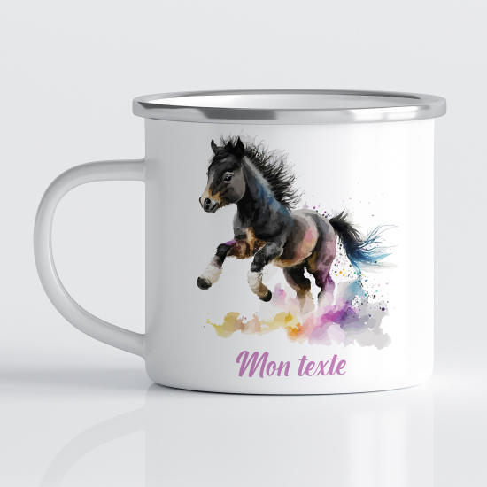 tazza smaltata personalizzata per Bambini - Cavallo