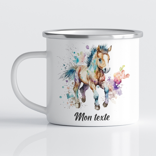 tazza smaltata personalizzata per Bambini - Cavallo