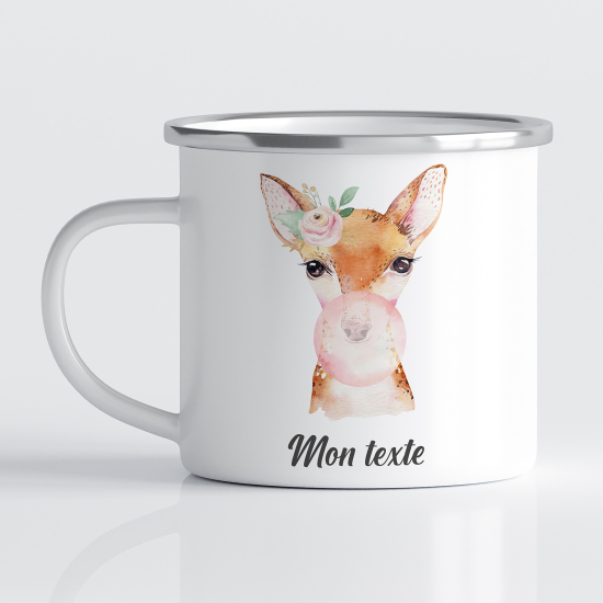 tazza smaltata personalizzata per Bambini - Cerbiatto