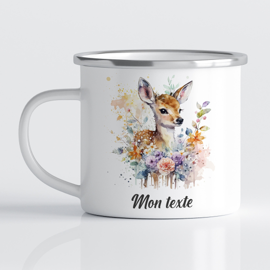 tazza smaltata personalizzata per Bambini - Cerbiatto