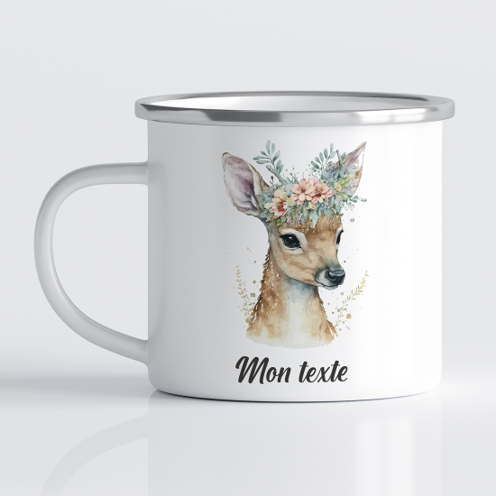 tazza smaltata personalizzata per Bambini - Cerbiatto