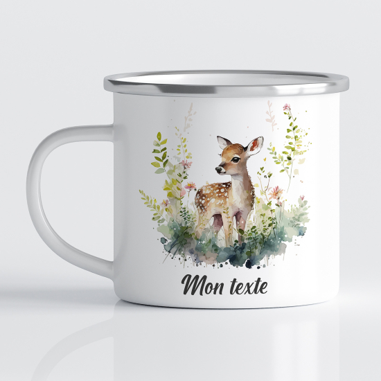 tazza smaltata personalizzata per Bambini - Cerbiatto