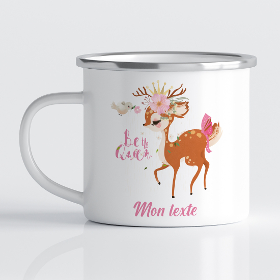 tazza smaltata personalizzata per Bambini - Cerbiatto Sii la Regina